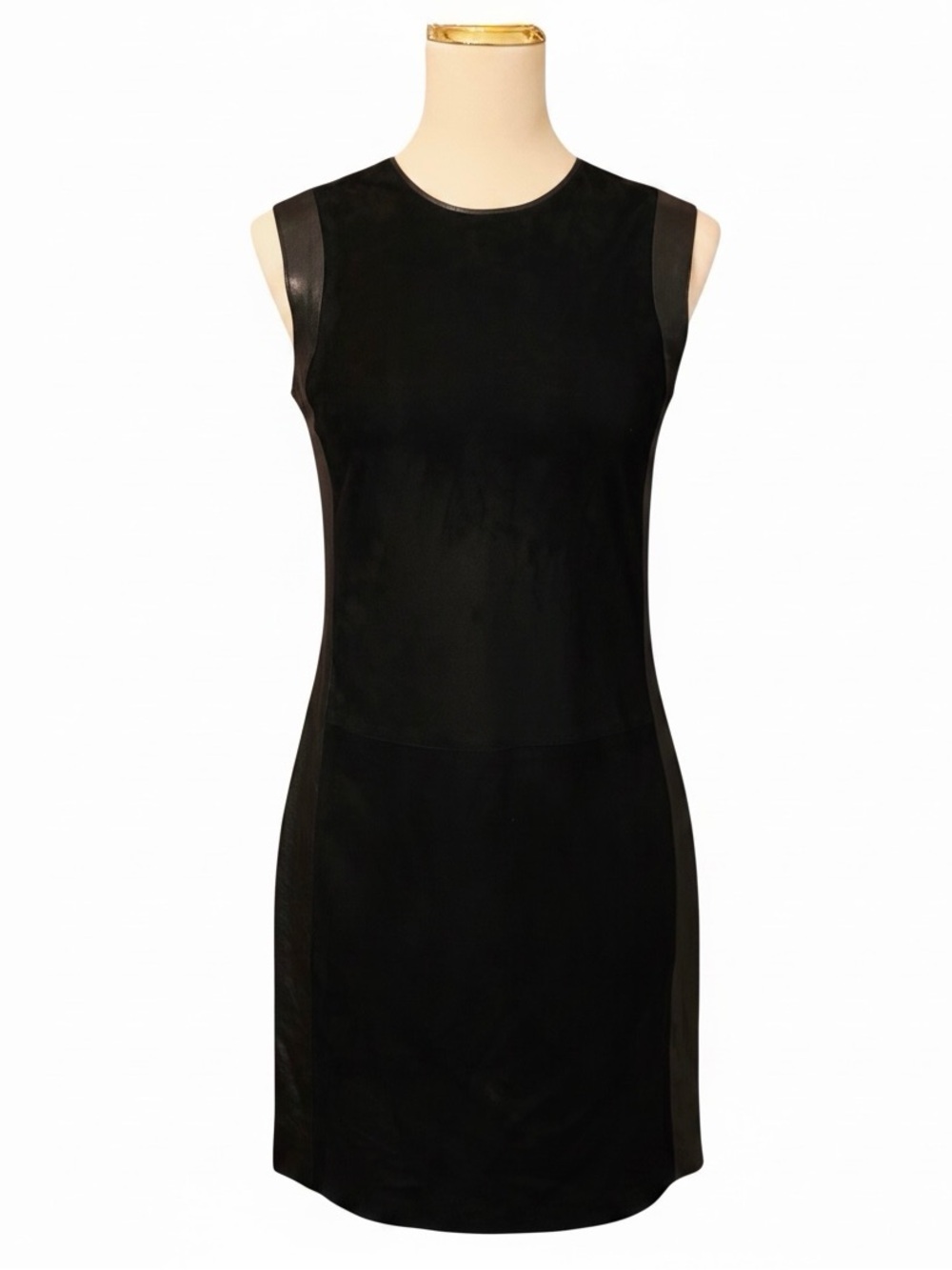 Vince Suede & Leather Shift Dress Size 2 Sheath LBD Little Black Dress Luxury